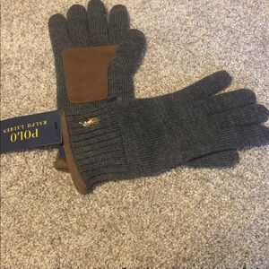 Ralph Lauren Charcoal and Brown Wool Gloves